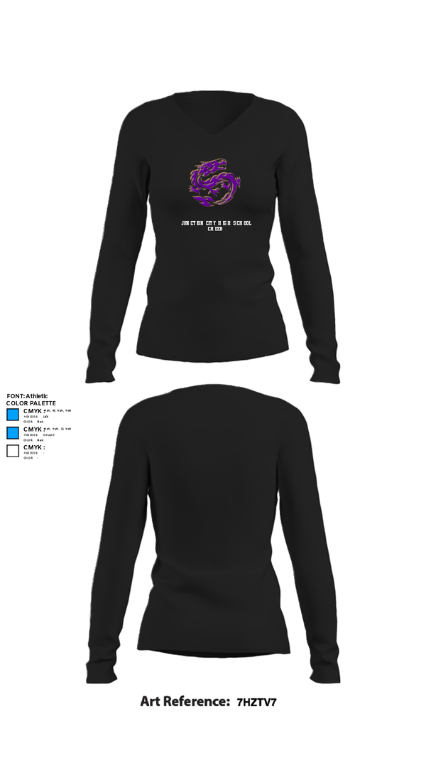 Womens Long Sleeve Vneck Shirt, Junction City High School Cheer, Cheer, Teamtime, Team time, sublimation, custom sports apparel, team uniforms, spirit wear, spiritwear, sports uniforms, custom shirts, team store, custom team store, fundraiser sports, apparel fundraiser
