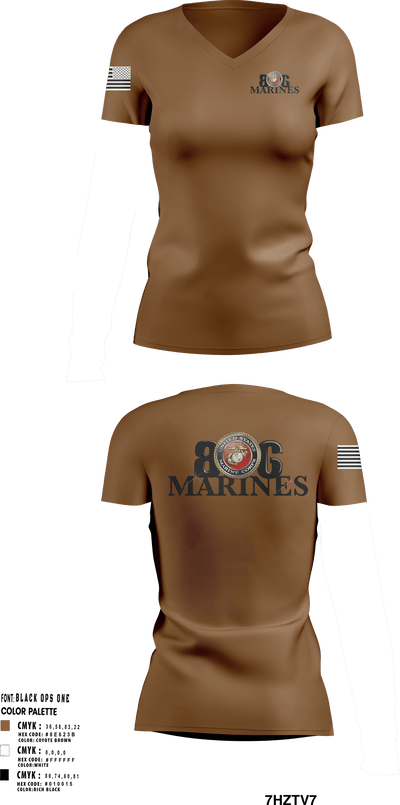 806 Marines 13874790 Women's Short Sleeve V-neck Shirt - 9