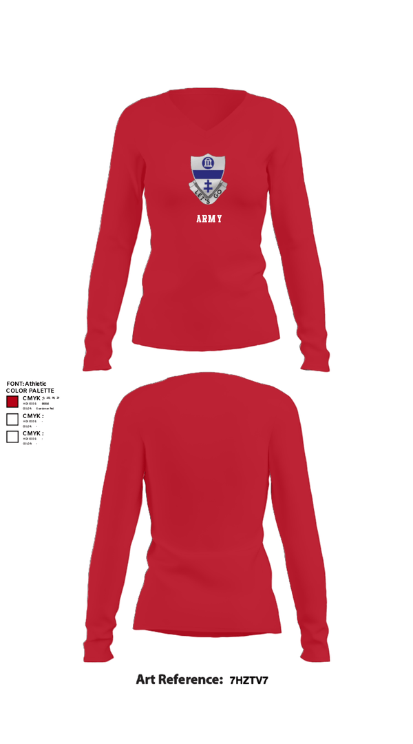 Women's Long Sleeve Vneck Shirt, Golf Company 1-325 AIR, Army, Teamtime, Team time, sublimation, custom sports apparel, team uniforms, spirit wear, spiritwear, sports uniforms, custom shirts, team store, custom team store, fundraiser sports, apparel fundraiser