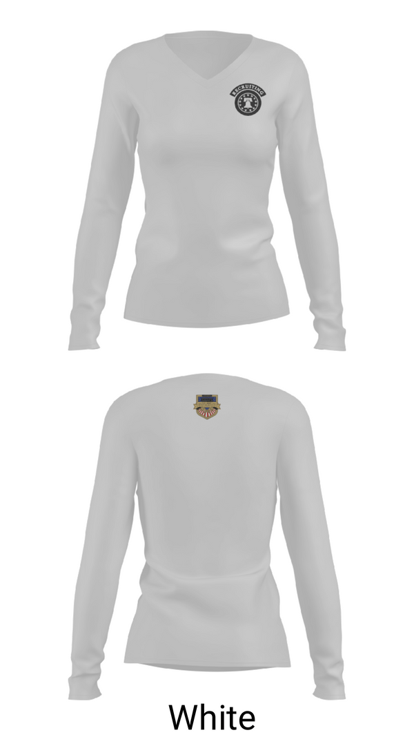 Women's Long Sleeve Vneck Shirt, US ARMY Mission Viejo Recruiting, Army, Teamtime, Team time, sublimation, custom sports apparel, team uniforms, spirit wear, spiritwear, sports uniforms, custom shirts, team store, custom team store, fundraiser sports, apparel fundraiser
