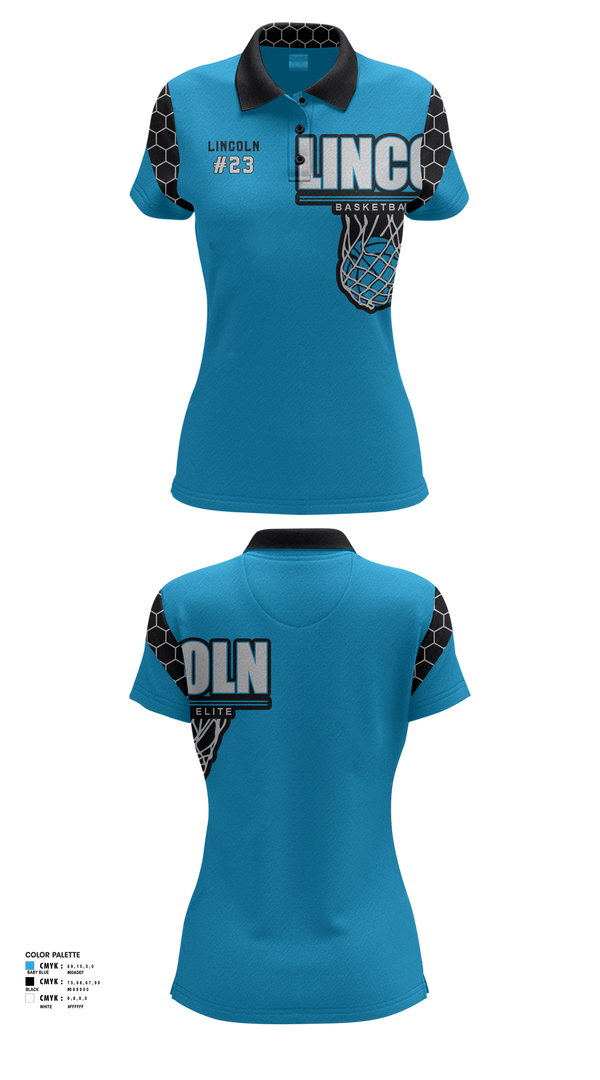 Womens Short Sleeve Performance Polo, Lincoln Basketball Elite, Men's Basketball, Teamtime, Team time, sublimation, custom sports apparel, team uniforms, spirit wear, spiritwear, sports uniforms, custom shirts, team store, custom team store, fundraiser sports, apparel fundraiser