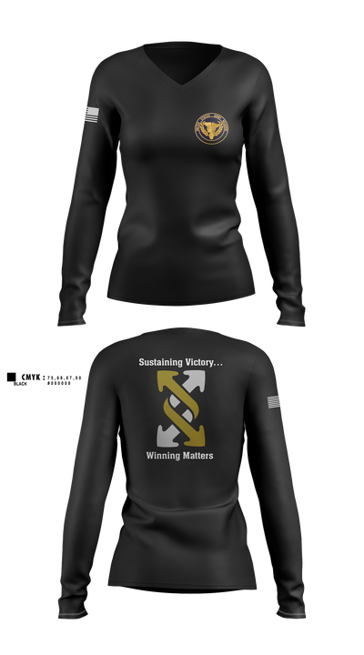 143rd ESC 13451514 Women's Long Sleeve V-neck Shirt - 1