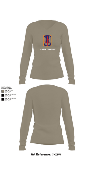 Womens Long Sleeve Vneck Shirt, 1-169th E Company, National Guard, Teamtime, Team time, sublimation, custom sports apparel, team uniforms, spirit wear, spiritwear, sports uniforms, custom shirts, team store, custom team store, fundraiser sports, apparel fundraiser