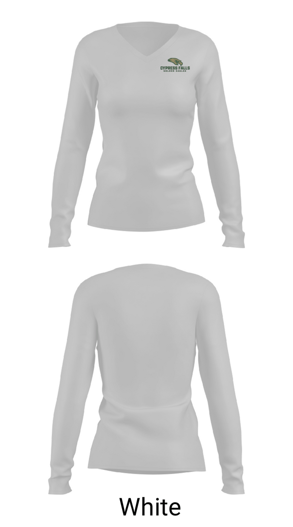 Women's Long Sleeve Vneck Shirt, Cypress Falls High School Track, Track & Field, Teamtime, Team time, sublimation, custom sports apparel, team uniforms, spirit wear, spiritwear, sports uniforms, custom shirts, team store, custom team store, fundraiser sports, apparel fundraiser