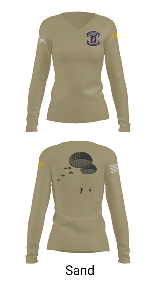 Womens Long Sleeve Vneck Shirt 1, 173rd Airborne Division, Army, Teamtime, Team time, sublimation, custom sports apparel, team uniforms, spirit wear, spiritwear, sports uniforms, custom shirts, team store, custom team store, fundraiser sports, apparel fundraiser