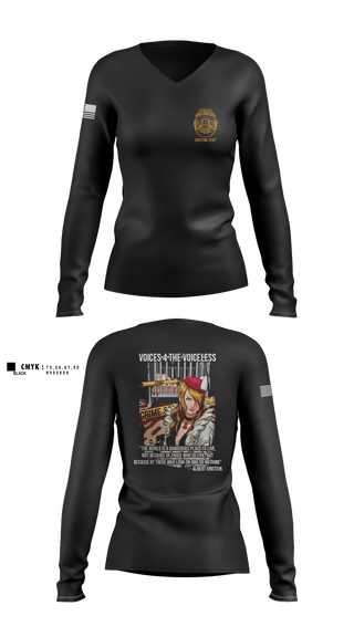 Womens Long Sleeve Vneck Shirt, MARDET Fort Leonard Wood Basic Military Police School House (FLW) INIWIC, Police, Teamtime, Team time, sublimation, custom sports apparel, team uniforms, spirit wear, spiritwear, sports uniforms, custom shirts, team store, custom team store, fundraiser sports, apparel fundraiser