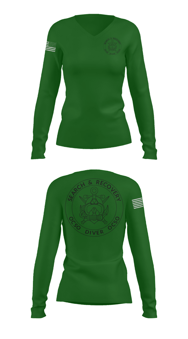 Womens Long Sleeve Vneck Shirt, Underwater Search & Recovery Team, Police, Teamtime, Team time, sublimation, custom sports apparel, team uniforms, spirit wear, spiritwear, sports uniforms, custom shirts, team store, custom team store, fundraiser sports, apparel fundraiser