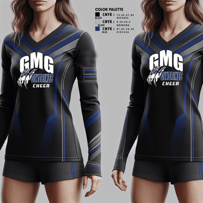 GMG Senior High School Cheer 9445649 Women's Long Sleeve V-neck Shirt - 2