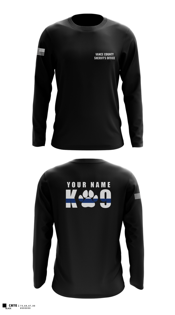 Long Sleeve Performance Shirt, Vance County Sheriff's Office  K9 Unit, Police, Teamtime, Team time, sublimation, custom sports apparel, team uniforms, spirit wear, spiritwear, sports uniforms, custom shirts, team store, custom team store, fundraiser sports, apparel fundraiser