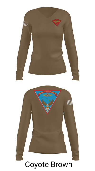 Marine Air Group 24 32391498 Women's Long Sleeve V-neck Shirt -1 17