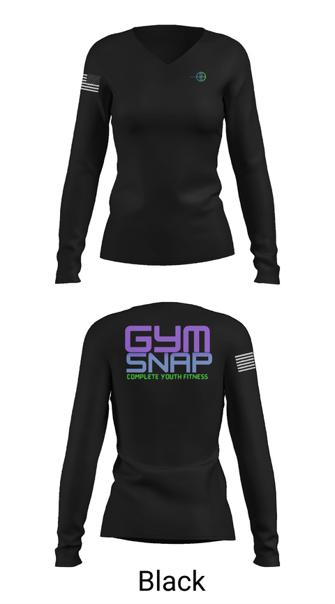 Womens Long Sleeve Vneck Shirt, Gym SNAP Track, Track & Field, Teamtime, Team time, sublimation, custom sports apparel, team uniforms, spirit wear, spiritwear, sports uniforms, custom shirts, team store, custom team store, fundraiser sports, apparel fundraiser