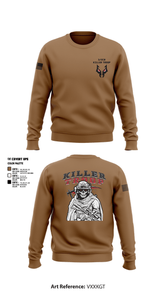 Crew Neck Sweatshirt, 3/2CR Killer Troop, Army, Teamtime, Team time, sublimation, custom sports apparel, team uniforms, spirit wear, spiritwear, sports uniforms, custom shirts, team store, custom team store, fundraiser sports, apparel fundraiser