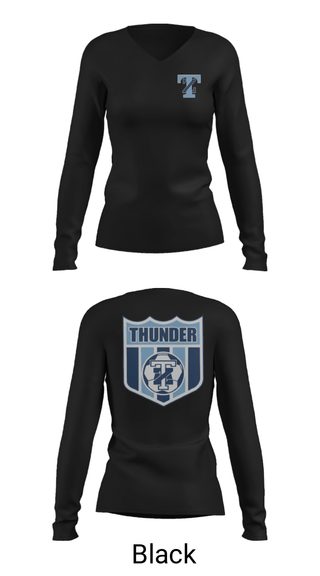 Women's Long Sleeve Vneck Shirt, Thunder, Men's Soccer, Teamtime, Team time, sublimation, custom sports apparel, team uniforms, spirit wear, spiritwear, sports uniforms, custom shirts, team store, custom team store, fundraiser sports, apparel fundraiser