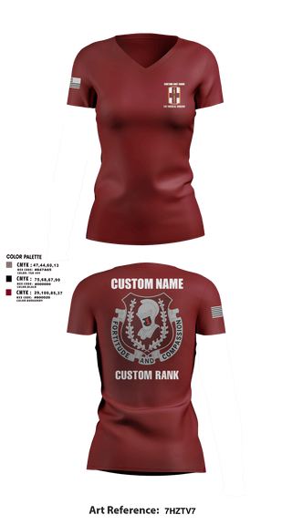 Womens Short Sleeve Vneck Shirt, 1st Medical Brigade, , Teamtime, Team time, sublimation, custom sports apparel, team uniforms, spirit wear, spiritwear, sports uniforms, custom shirts, team store, custom team store, fundraiser sports, apparel fundraiser