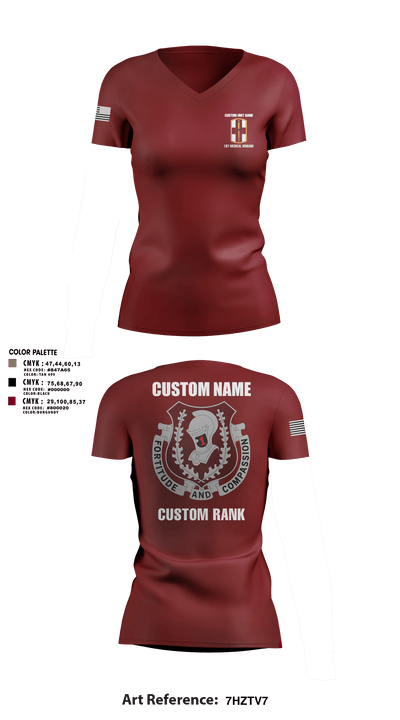 1st Medical Brigade 47127889 Women's Short Sleeve V-neck Shirt - 22