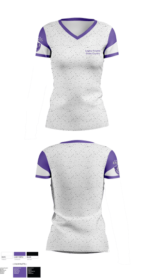 Womens Short Sleeve Vneck Shirt, Legacy Cross Country, Cross Country, Teamtime, Team time, sublimation, custom sports apparel, team uniforms, spirit wear, spiritwear, sports uniforms, custom shirts, team store, custom team store, fundraiser sports, apparel fundraiser