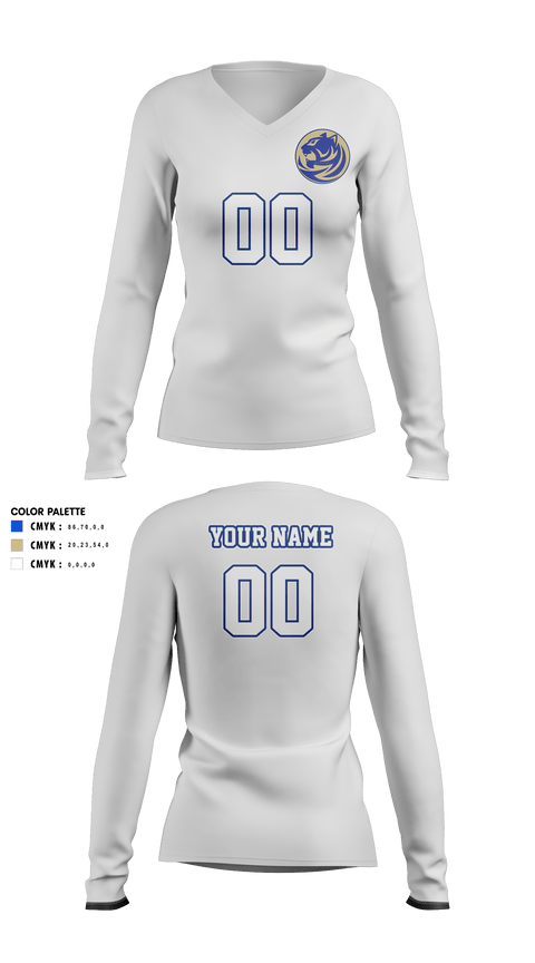 Womens Long Sleeve Vneck Shirt, Bradwell Institute Volleyball, Women's Volleyball, Teamtime, Team time, sublimation, custom sports apparel, team uniforms, spirit wear, spiritwear, sports uniforms, custom shirts, team store, custom team store, fundraiser sports, apparel fundraiser