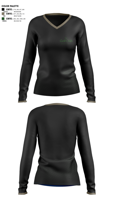 Womens Long Sleeve Vneck Shirt, Back 9 Society, Golf, Teamtime, Team time, sublimation, custom sports apparel, team uniforms, spirit wear, spiritwear, sports uniforms, custom shirts, team store, custom team store, fundraiser sports, apparel fundraiser
