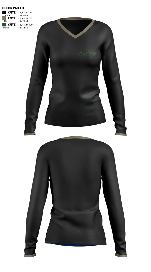 Womens Long Sleeve Vneck Shirt, Back 9 Society, Golf, Teamtime, Team time, sublimation, custom sports apparel, team uniforms, spirit wear, spiritwear, sports uniforms, custom shirts, team store, custom team store, fundraiser sports, apparel fundraiser