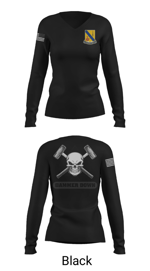 Women's Long Sleeve Vneck Shirt, 2-14 CAV ACE HIGH, Army, Teamtime, Team time, sublimation, custom sports apparel, team uniforms, spirit wear, spiritwear, sports uniforms, custom shirts, team store, custom team store, fundraiser sports, apparel fundraiser