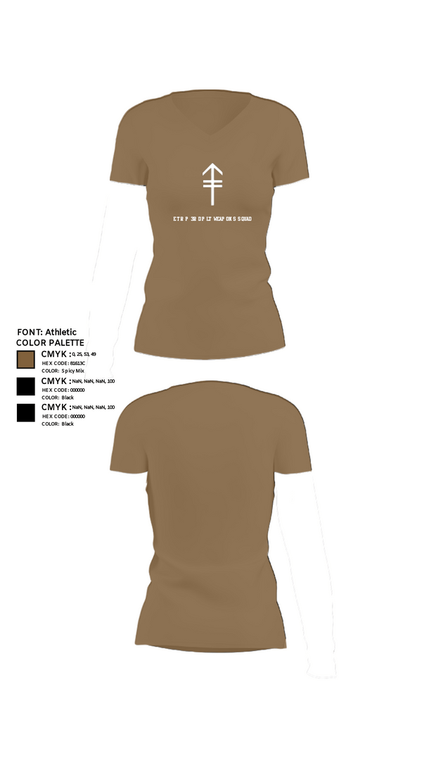 Women's Short Sleeve Vneck Shirt, 2/2 3rd PLT Weapon SquadE TRP 3RD PLT WEAPONS SQUAD, Army, Teamtime, Team time, sublimation, custom sports apparel, team uniforms, spirit wear, spiritwear, sports uniforms, custom shirts, team store, custom team store, fundraiser sports, apparel fundraiser