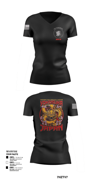 Transactional Service Center Yokosuka 4835947 Women's Short Sleeve V-neck Shirt - 123