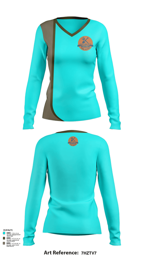 Womens Long Sleeve Vneck Shirt, Hillbilly Lawn Works And Repair, , Teamtime, Team time, sublimation, custom sports apparel, team uniforms, spirit wear, spiritwear, sports uniforms, custom shirts, team store, custom team store, fundraiser sports, apparel fundraiser