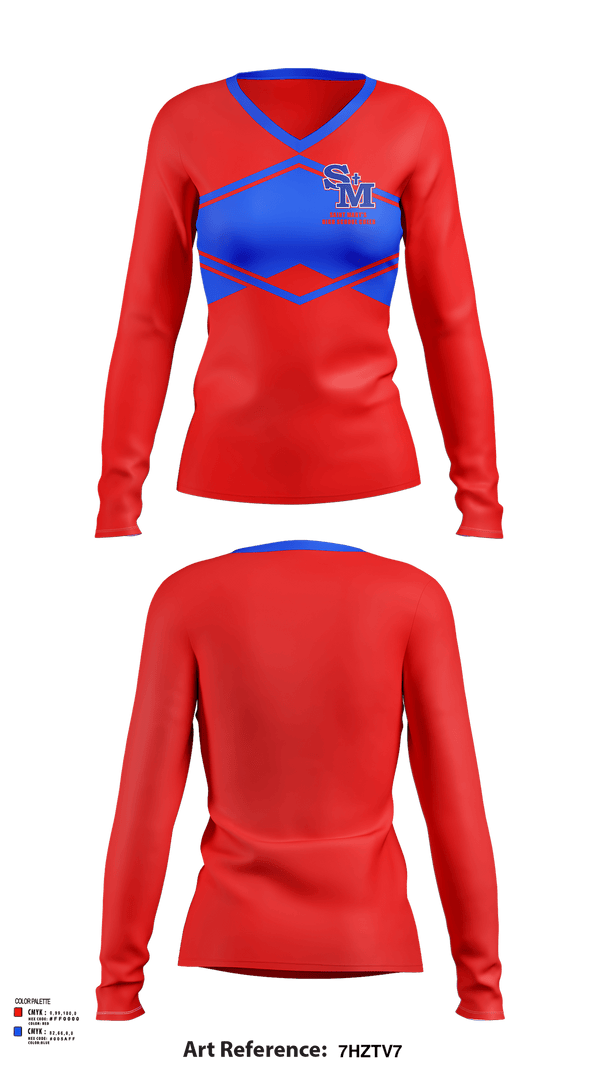 Womens Long Sleeve Vneck Shirt, Saint Mary'S High School Cheer, Cheer, Teamtime, Team time, sublimation, custom sports apparel, team uniforms, spirit wear, spiritwear, sports uniforms, custom shirts, team store, custom team store, fundraiser sports, apparel fundraiser