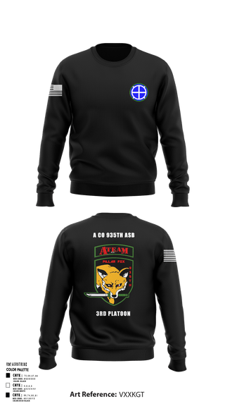 Crew Neck Sweatshirt, A co 935th ASB 3rd Platoon, National Guard, Teamtime, Team time, sublimation, custom sports apparel, team uniforms, spirit wear, spiritwear, sports uniforms, custom shirts, team store, custom team store, fundraiser sports, apparel fundraiser