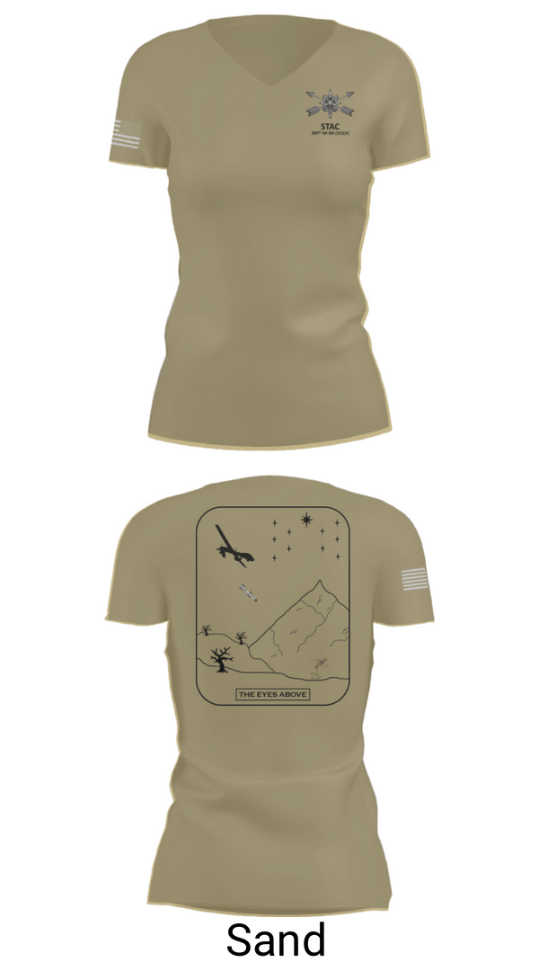 Womens Short Sleeve Vneck Shirt, STAC, 389th MI BN (SO)(A), Army, Teamtime, Team time, sublimation, custom sports apparel, team uniforms, spirit wear, spiritwear, sports uniforms, custom shirts, team store, custom team store, fundraiser sports, apparel fundraiser