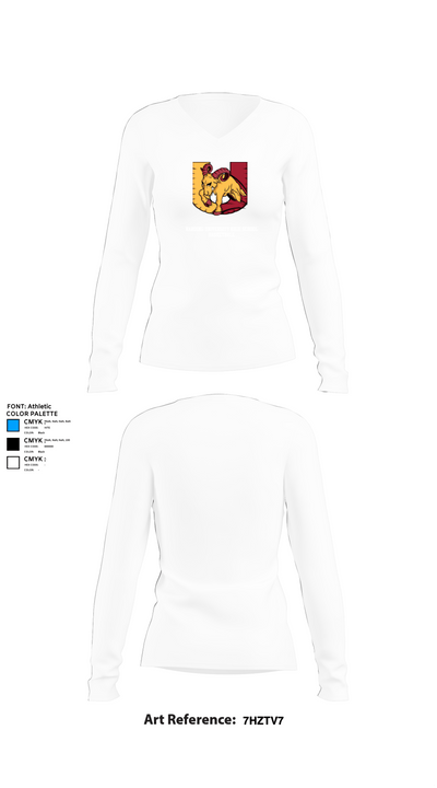 Harding University High School Basketball 22142209 Women's Long Sleeve V-neck Shirt -1 15