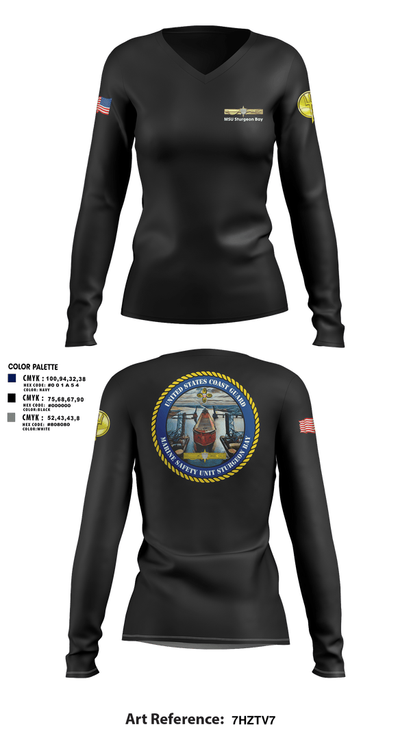 Womens Long Sleeve Vneck Shirt, MSU Sturgeon Bay, Coast Guard, Teamtime, Team time, sublimation, custom sports apparel, team uniforms, spirit wear, spiritwear, sports uniforms, custom shirts, team store, custom team store, fundraiser sports, apparel fundraiser