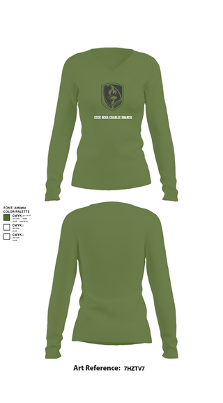Womens Long Sleeve Vneck Shirt, CCoE NCOA Charlie Branch, , Teamtime, Team time, sublimation, custom sports apparel, team uniforms, spirit wear, spiritwear, sports uniforms, custom shirts, team store, custom team store, fundraiser sports, apparel fundraiser
