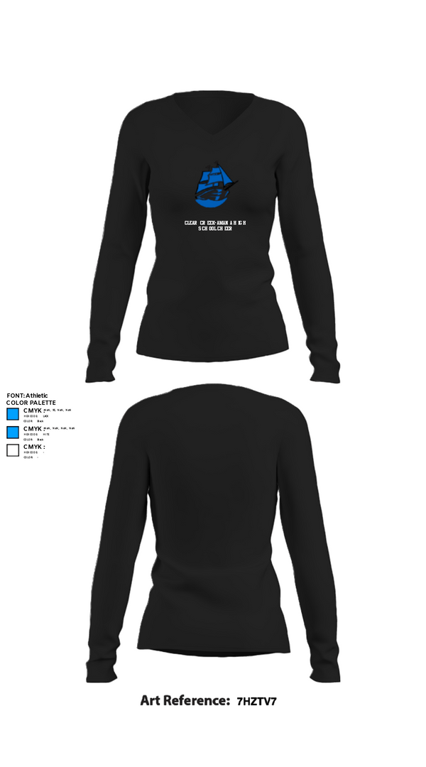 Womens Long Sleeve Vneck Shirt, Clear Creek-Amana High School Cheer, Cheer, Teamtime, Team time, sublimation, custom sports apparel, team uniforms, spirit wear, spiritwear, sports uniforms, custom shirts, team store, custom team store, fundraiser sports, apparel fundraiser