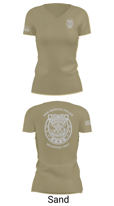 San Marcos Police Mounted Unit 48191371 Women's Short Sleeve V-neck Shirt - 84