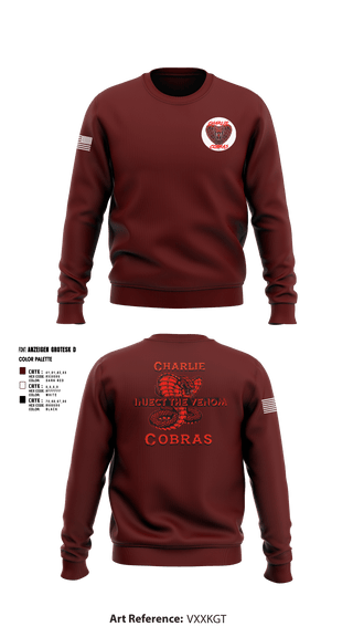 Crew Neck Sweatshirt, Charlie Company Cobras, Army, Teamtime, Team time, sublimation, custom sports apparel, team uniforms, spirit wear, spiritwear, sports uniforms, custom shirts, team store, custom team store, fundraiser sports, apparel fundraiser