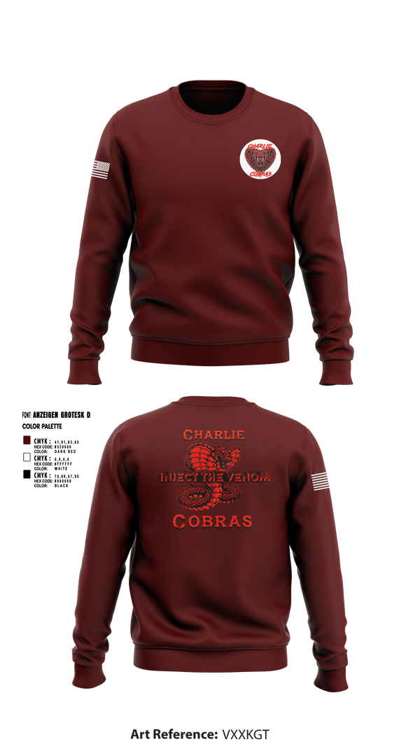 Crew Neck Sweatshirt, Charlie Company Cobras, Army, Teamtime, Team time, sublimation, custom sports apparel, team uniforms, spirit wear, spiritwear, sports uniforms, custom shirts, team store, custom team store, fundraiser sports, apparel fundraiser