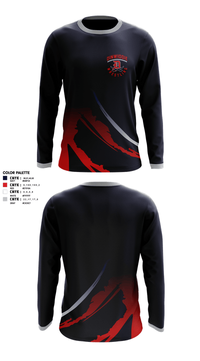 Dinwiddie High School Wrestling 47927131 Long Sleeve Rash Guard Shirt - 1