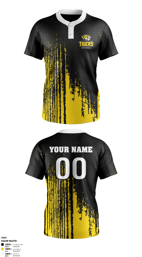 Two Button Softball Jersey, Halls Junior High School, Softball, Teamtime, Team time, sublimation, custom sports apparel, team uniforms, spirit wear, spiritwear, sports uniforms, custom shirts, team store, custom team store, fundraiser sports, apparel fundraiser
