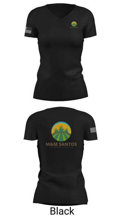 M&M Santos Outdoor Services 89521687 Women's Short Sleeve V-neck Shirt - 38