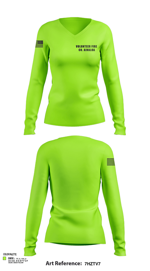 Womens Long Sleeve Vneck Shirt, Volunteer Fire Co. Ainaloa, Fire Department, Teamtime, Team time, sublimation, custom sports apparel, team uniforms, spirit wear, spiritwear, sports uniforms, custom shirts, team store, custom team store, fundraiser sports, apparel fundraiser