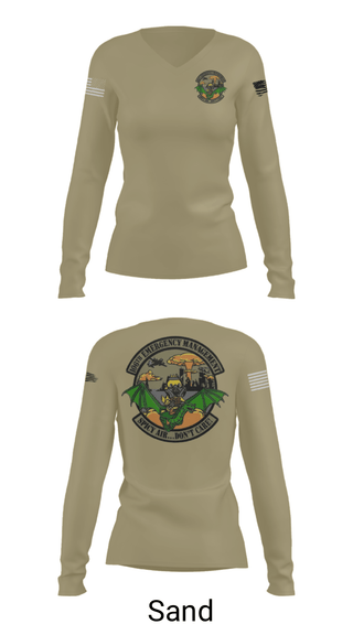 Women's Long Sleeve Vneck Shirt, 106 Emergency Management, National Guard, Teamtime, Team time, sublimation, custom sports apparel, team uniforms, spirit wear, spiritwear, sports uniforms, custom shirts, team store, custom team store, fundraiser sports, apparel fundraiser