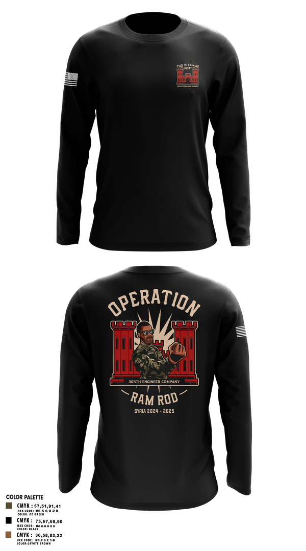 Long Sleeve Performance Polo, 305th En Co, Army, Teamtime, Team time, sublimation, custom sports apparel, team uniforms, spirit wear, spiritwear, sports uniforms, custom shirts, team store, custom team store, fundraiser sports, apparel fundraiser