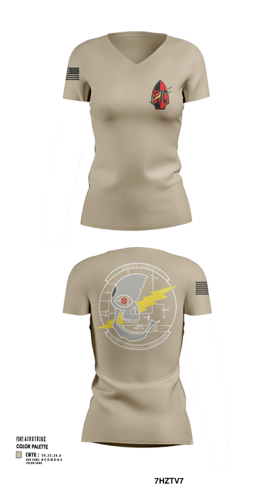 7th Communication Bn 61854612 Women's Short Sleeve V-neck Shirt - 124