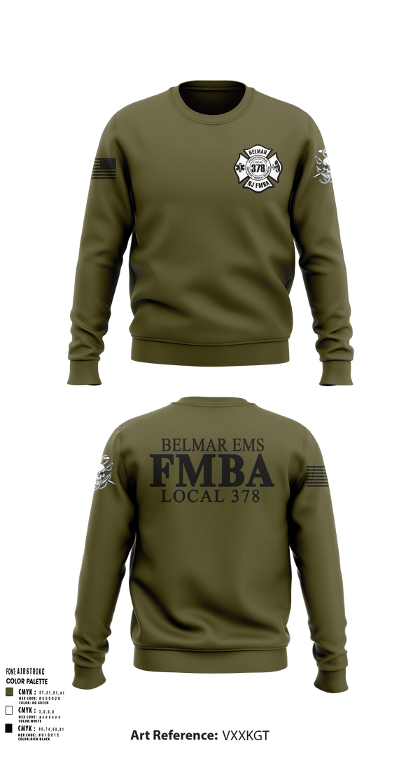Crew Neck Sweatshirt, Belmar FMBA, Fire Department, Teamtime, Team time, sublimation, custom sports apparel, team uniforms, spirit wear, spiritwear, sports uniforms, custom shirts, team store, custom team store, fundraiser sports, apparel fundraiser