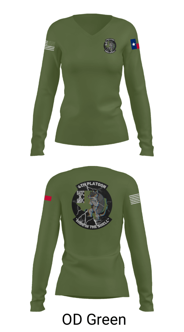 Women's Long Sleeve Vneck Shirt, 90th ASB B co 4Th Platoon, Army, Teamtime, Team time, sublimation, custom sports apparel, team uniforms, spirit wear, spiritwear, sports uniforms, custom shirts, team store, custom team store, fundraiser sports, apparel fundraiser