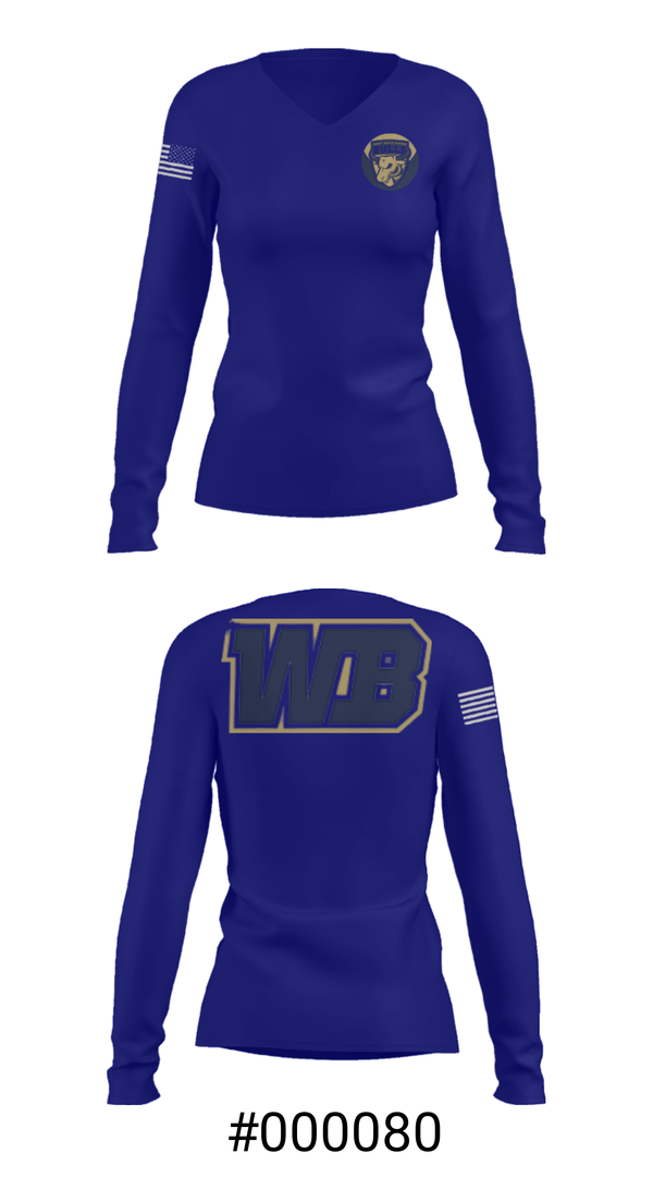 Women's Long Sleeve Vneck Shirt, West Boca Raton Community High School Lacrosse, Women's Lacrosse, Teamtime, Team time, sublimation, custom sports apparel, team uniforms, spirit wear, spiritwear, sports uniforms, custom shirts, team store, custom team store, fundraiser sports, apparel fundraiser