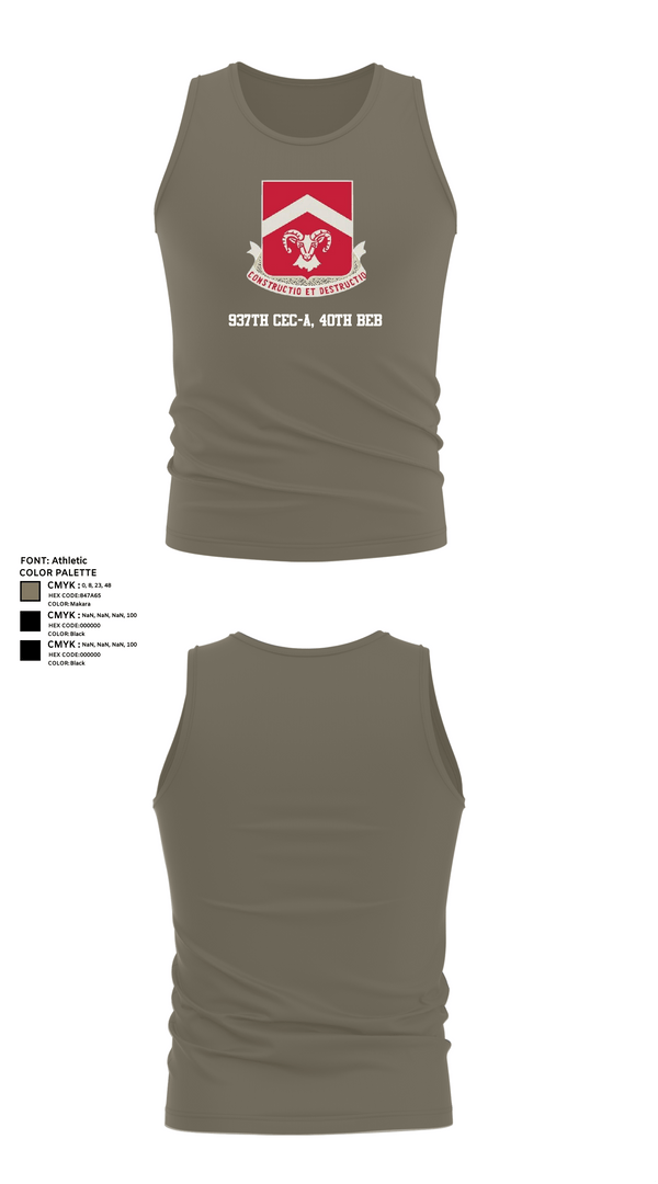 Tank Top, 937th CEC-A, 40th BEB, Army, Teamtime, Team time, sublimation, custom sports apparel, team uniforms, spirit wear, spiritwear, sports uniforms, custom shirts, team store, custom team store, fundraiser sports, apparel fundraiser