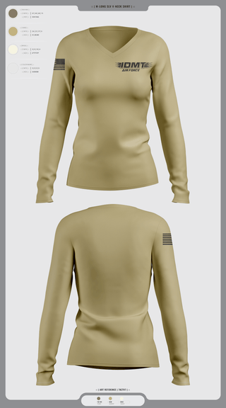 Womens Long Sleeve Vneck Shirt, IDMT, Air Force, Teamtime, Team time, sublimation, custom sports apparel, team uniforms, spirit wear, spiritwear, sports uniforms, custom shirts, team store, custom team store, fundraiser sports, apparel fundraiser