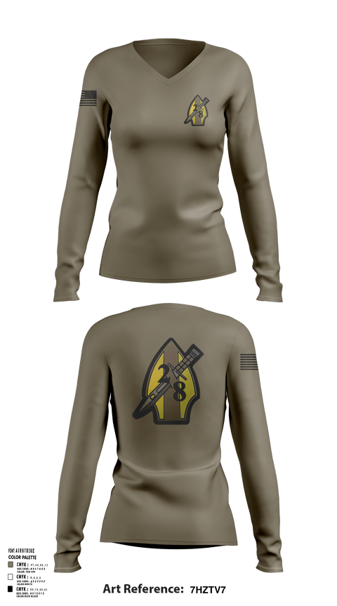 Women's Long Sleeve Vneck Shirt, 2/8, Marines, Teamtime, Team time, sublimation, custom sports apparel, team uniforms, spirit wear, spiritwear, sports uniforms, custom shirts, team store, custom team store, fundraiser sports, apparel fundraiser